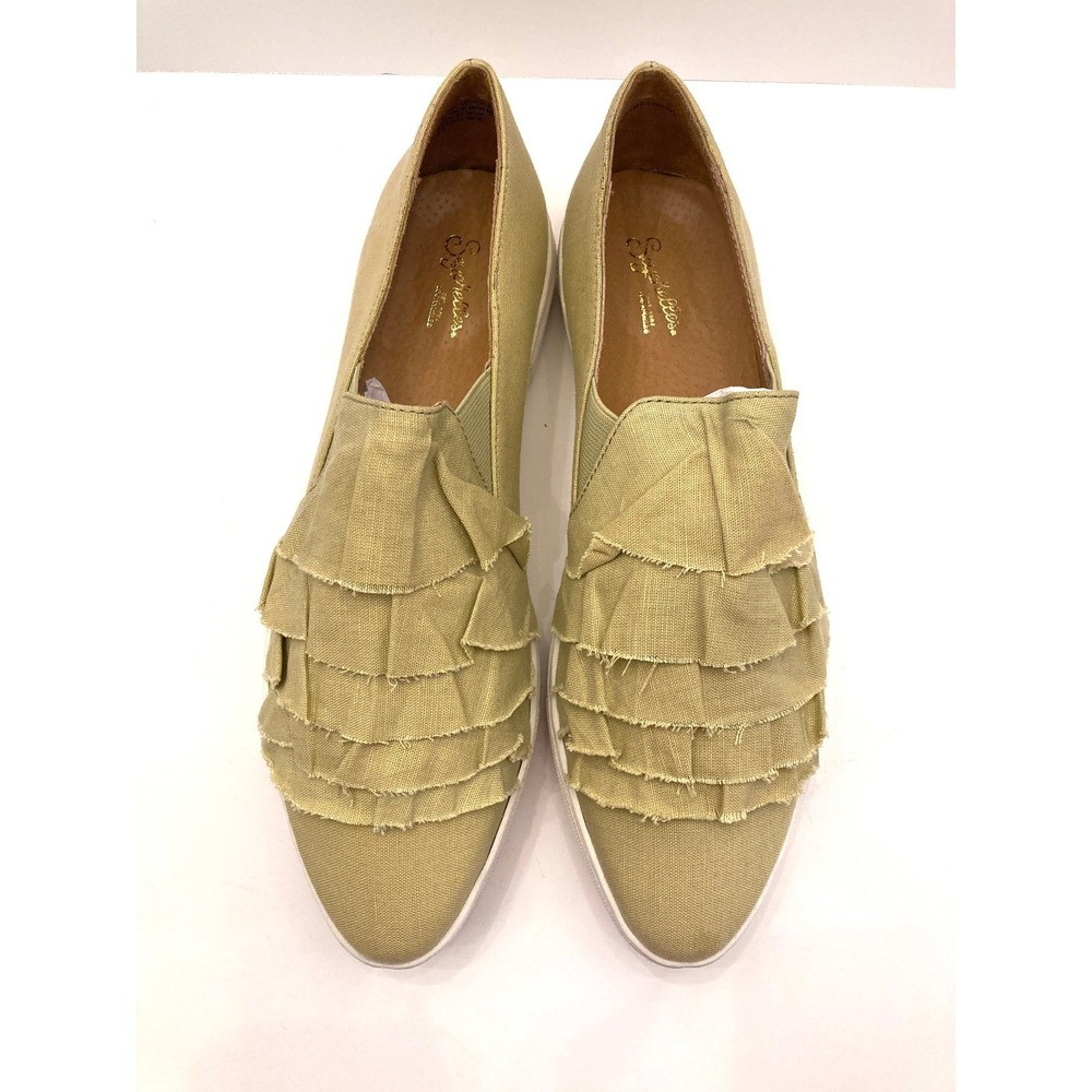 Seychelles‎ Quake Slip-On Sneaker Womens 11 Canvas Ruffled Leather Lined Shoes
